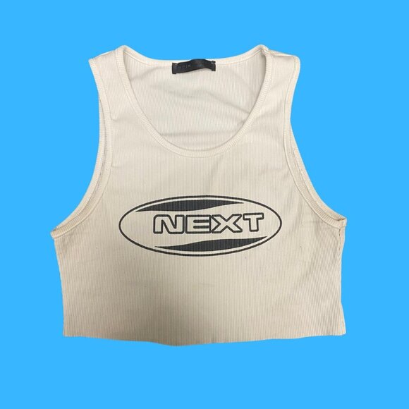 🔥 SHEIN “NEXT” Y2K Graphic Ribbed Cropped Tank Top (Size S) - Picture 2 of 6